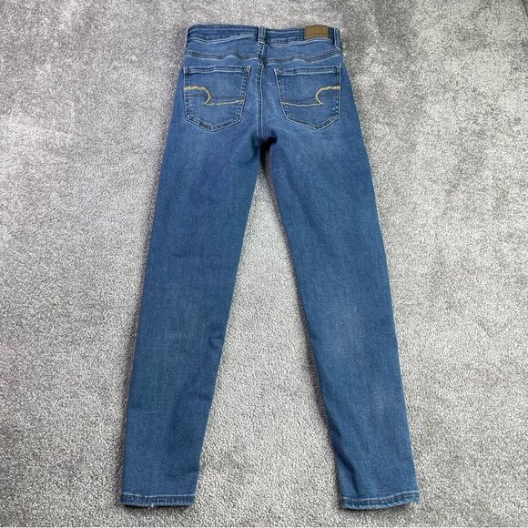American Eagle Jeans Women’s 4 Short Blue Medium Wash High Rise Jegging Stretch - Picture 3 of 13